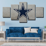 Dallas Cowboys NFL Sports Team Logo White Wall 5 Piece Canvas Wall Art Painting Wallpaper Poster Picture Print Photo Decor