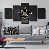 New Orleans Saints NFL Sports Team Black Logo 5 Piece Canvas Wall Art Painting Wallpaper Poster Picture Print Photo Decor