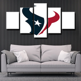 Houston Texans NFL Football Sports Team Logo White 5 Piece Canvas Wall Art Painting Wallpaper Poster Picture Print Photo Decor
