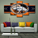 NFL Football Sports Team Logo Denver Broncos 5 Piece Canvas Wall Art Painting Wallpaper Poster Picture Print Photo Decor