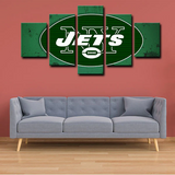 New York Jets NFL Football Sports Team Logo 5 Piece Canvas Wall Art Painting Wallpaper Poster Picture Print Photo Decor