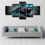 NFL Football Sports Team Carolina Panthers Logo 5 Piece Canvas Wall Art Painting Wallpaper Poster Picture Print Photo Decor