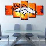 NFL American Football Team Denver Broncos Logo 5 Piece Canvas Wall Art Painting Wallpaper Poster Picture Print Photo Decor