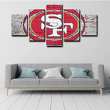 NFL Football Sports Team Logo San Francisco 49ers 5 Piece Canvas Wall Art Painting Wallpaper Poster Picture Print Photo Decor