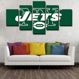 New York Jets NFL Football Sports Team Green Logo 5 Piece Canvas Wall Art Painting Wallpaper Poster Picture Print Photo Decor
