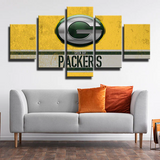 Green Bay Packers NFL American Football Team Logo 5 Piece Canvas Wall Art Painting Wallpaper Poster Picture Print Photo Decor