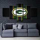 Green Bay Packers NFL American Football Team Logo Stripe 5 Piece Canvas Wall Art Painting Wallpaper Poster Picture Print Photo Decor