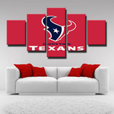 Houston Texans NFL American Football Team Red Logo 5 Piece Canvas Wall Art Painting Wallpaper Poster Picture Print Photo Decor