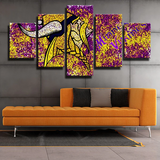 Minnesota Vikings NFL Football Team Floral Logo 5 Piece Canvas Wall Art Painting Wallpaper Poster Picture Print Photo Decor