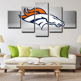 Denver Broncos NFL Football Sports Team Logo Silver 5 Piece Canvas Wall Art Painting Wallpaper Poster Picture Print Photo Decor