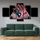 Houston Texans NFL Football Team Logo Rugby Gloves 5 Piece Canvas Wall Art Painting Wallpaper Poster Picture Print Photo Decor