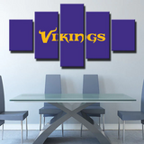 Minnesota Vikings Name NFL Football Team Logo 5 Piece Canvas Wall Art Painting Wallpaper Poster Picture Print Photo Decor
