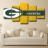 NFL Football Sports Team Green Bay Packers Logo 5 Piece Canvas Wall Art Painting Wallpaper Poster Picture Print Photo Decor