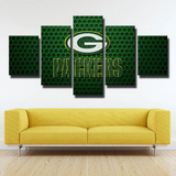 NFL American Football Team Green Bay Packers Green Logo 5 Piece Canvas Wall Art Painting Wallpaper Poster Picture Print Photo Decor