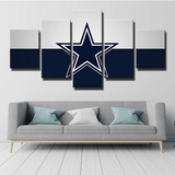 Dallas Cowboys NFL Sports Team Logo White And Blue 5 Piece Canvas Wall Art Painting Wallpaper Poster Picture Print Photo Decor