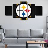NFL American Football Team Pittsburgh Steelers Logo 5 Piece Canvas Wall Art Painting Wallpaper Poster Picture Print Photo Decor