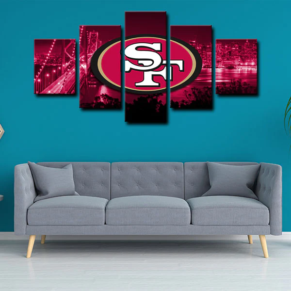 NFL Sports Team San Francisco 49ers Logo Red City 5 Piece Canvas Wall ...