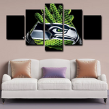 NFL American Football Team Seattle Seahawks Gloves Logo 5 Piece Canvas Wall Art Painting Wallpaper Poster Picture Print Photo Decor