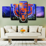 Chicago Bears Logo NFL Football Sports Cityscape 5 Piece Canvas Wall Art Painting Wallpaper Poster Picture Print Photo Decor