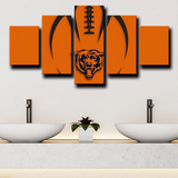 Chicago Bears NFL Football Sports Team Orange Logo 5 Piece Canvas Wall Art Painting Wallpaper Poster Picture Print Photo Decor