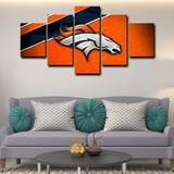 NFL Football Sports Team Denver Broncos Logo 5 Piece Canvas Wall Art Painting Wallpaper Poster Picture Print Photo Decor