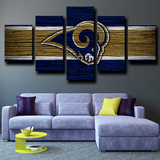 NFL Football Sports Team Logo Los Angeles Rams 5 Piece Canvas Wall Art Painting Wallpaper Poster Picture Print Photo Decor