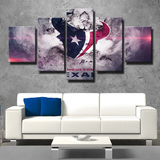 Houston Texans NFL Football Sports Team Logo Split 5 Piece Canvas Wall Art Painting Wallpaper Poster Picture Print Photo Decor