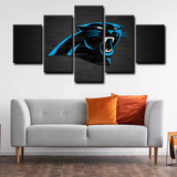 Carolina Panthers NFL Football Sports Team Black& Blue Logo 5 Piece Canvas Wall Art Painting Wallpaper Poster Picture Print Photo Decor