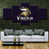 Minnesota Vikings NFL Football Team Purple Logo 5 Piece Canvas Wall Art Painting Wallpaper Poster Picture Print Photo Decor