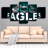 NFL Football Team Logo Philadelphia Eagles Crest 5 Piece Canvas Wall Art Painting Wallpaper Poster Picture Print Photo Decor