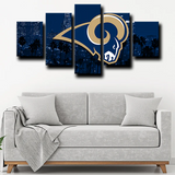Los Angeles Rams Logo NFL Football Sports Night City 5 Piece Canvas Wall Art Painting Wallpaper Poster Picture Print Photo Decor