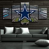 Dallas Cowboys NFL Sports Team Logo And Stadium 5 Piece Canvas Wall Art Painting Wallpaper Poster Picture Print Photo Decor