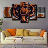 NFL Football Sports Team Chicago Bears Logo 5 Piece Canvas Wall Art Painting Wallpaper Poster Picture Print Photo Decor