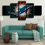 Miami Dolphins NFL Football Team Logo Sports 5 Piece Canvas Wall Art Painting Wallpaper Poster Picture Print Photo Decor