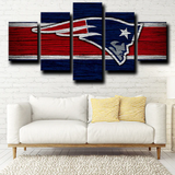 New England Patriots NFL Football Team Logo 5 Piece Canvas Wall Art Painting Wallpaper Poster Picture Print Photo Decor