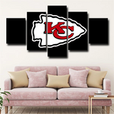 NFL Football Team Kansas City Chiefs Logo Black 5 Piece Canvas Wall Art Painting Wallpaper Poster Picture Print Photo Decor