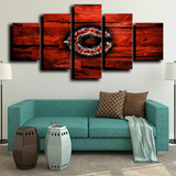 Chicago Bears NFL Football Sports Team Logo Red 5 Piece Canvas Wall Art Painting Wallpaper Poster Picture Print Photo Decor