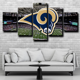 Los Angeles Rams NFL Sports Team Logo And Stadium 5 Piece Canvas Wall Art Painting Wallpaper Poster Picture Print Photo Decor