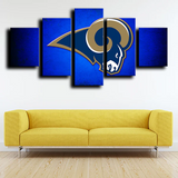 Los Angeles Rams Blue Logo NFL Football Sports 5 Piece Canvas Wall Art Painting Wallpaper Poster Picture Print Photo Decor