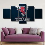 Houston Texans NFL American Football Team Logo 5 Piece Canvas Wall Art Painting Wallpaper Poster Picture Print Photo Decor