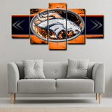NFL Football Sports Team Logo Denver Broncos 5 Piece Canvas Wall Art Painting Wallpaper Poster Picture Print Photo Decor