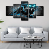 NFL Football Sports Team Carolina Panthers Logo 5 Piece Canvas Wall Art Painting Wallpaper Poster Picture Print Photo Decor