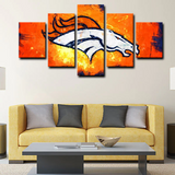 NFL American Football Team Denver Broncos Logo 5 Piece Canvas Wall Art Painting Wallpaper Poster Picture Print Photo Decor