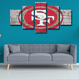 NFL Football Sports Team Logo San Francisco 49ers 5 Piece Canvas Wall Art Painting Wallpaper Poster Picture Print Photo Decor