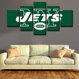New York Jets NFL Football Sports Team Green Logo 5 Piece Canvas Wall Art Painting Wallpaper Poster Picture Print Photo Decor