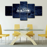 NFL American Football Team Seattle Seahawks Logo 5 Piece Canvas Wall Art Painting Wallpaper Poster Picture Print Photo Decor