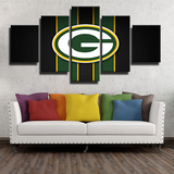 Green Bay Packers NFL American Football Team Logo Stripe 5 Piece Canvas Wall Art Painting Wallpaper Poster Picture Print Photo Decor