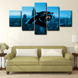 Carolina Panthers NFL Sports Team Logo City Skyline 5 Piece Canvas Wall Art Painting Wallpaper Poster Picture Print Photo Decor