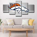 Denver Broncos NFL Football Sports Team Logo Silver 5 Piece Canvas Wall Art Painting Wallpaper Poster Picture Print Photo Decor