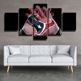 Houston Texans NFL Football Team Logo Rugby Gloves 5 Piece Canvas Wall Art Painting Wallpaper Poster Picture Print Photo Decor